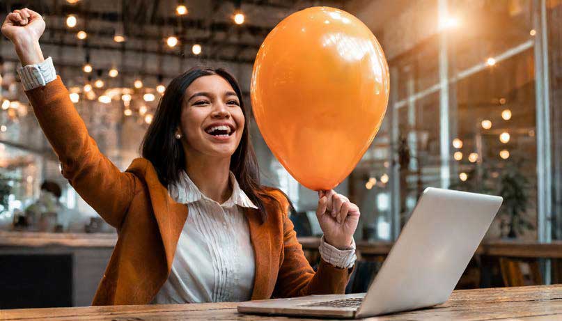 Woman with balloon